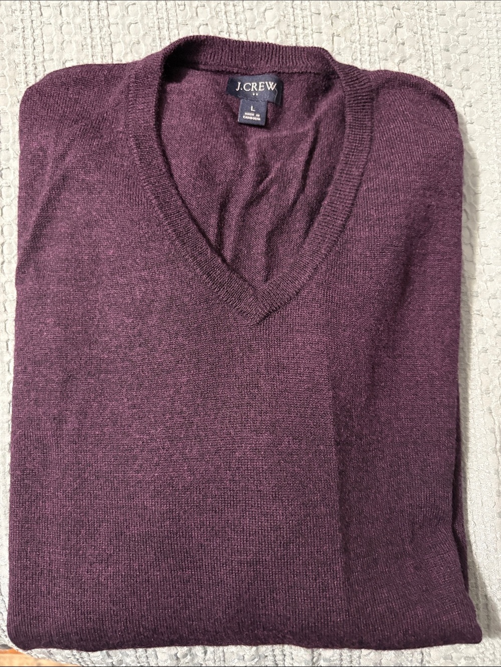 J. Crew Men’s V-Neck Sweater in Plum